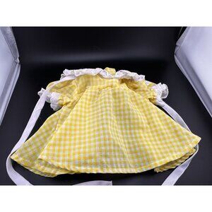 Vtg Coleco Cabbage Patch Kids Yellow Gingham Dress w/ Shoulder Ties 1980s CPK SS